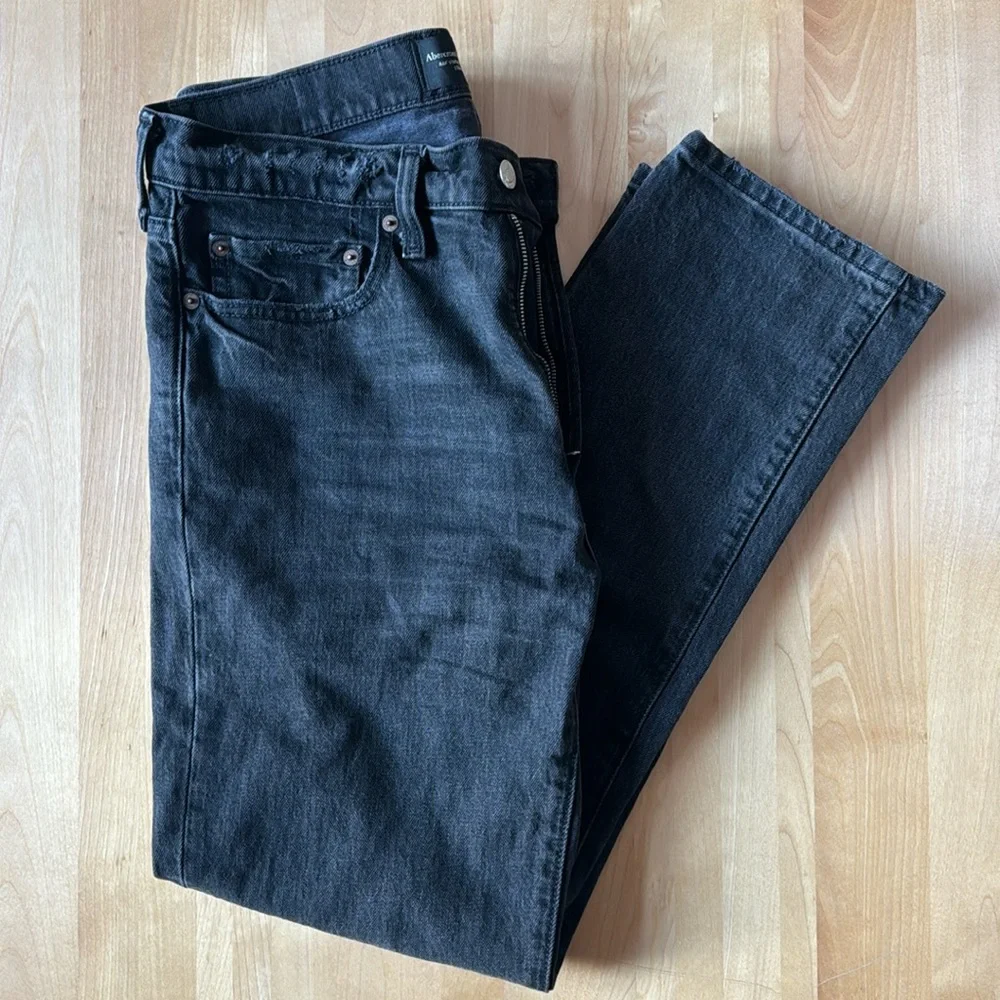 Abercrombie Men’s Straight Vintage Jeans Black Wash - Picture 1 of 4